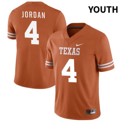 Texas Longhorns Youth #4 Austin Jordan Authentic Orange NIL 2022 College Football Jersey MJZ40P5U